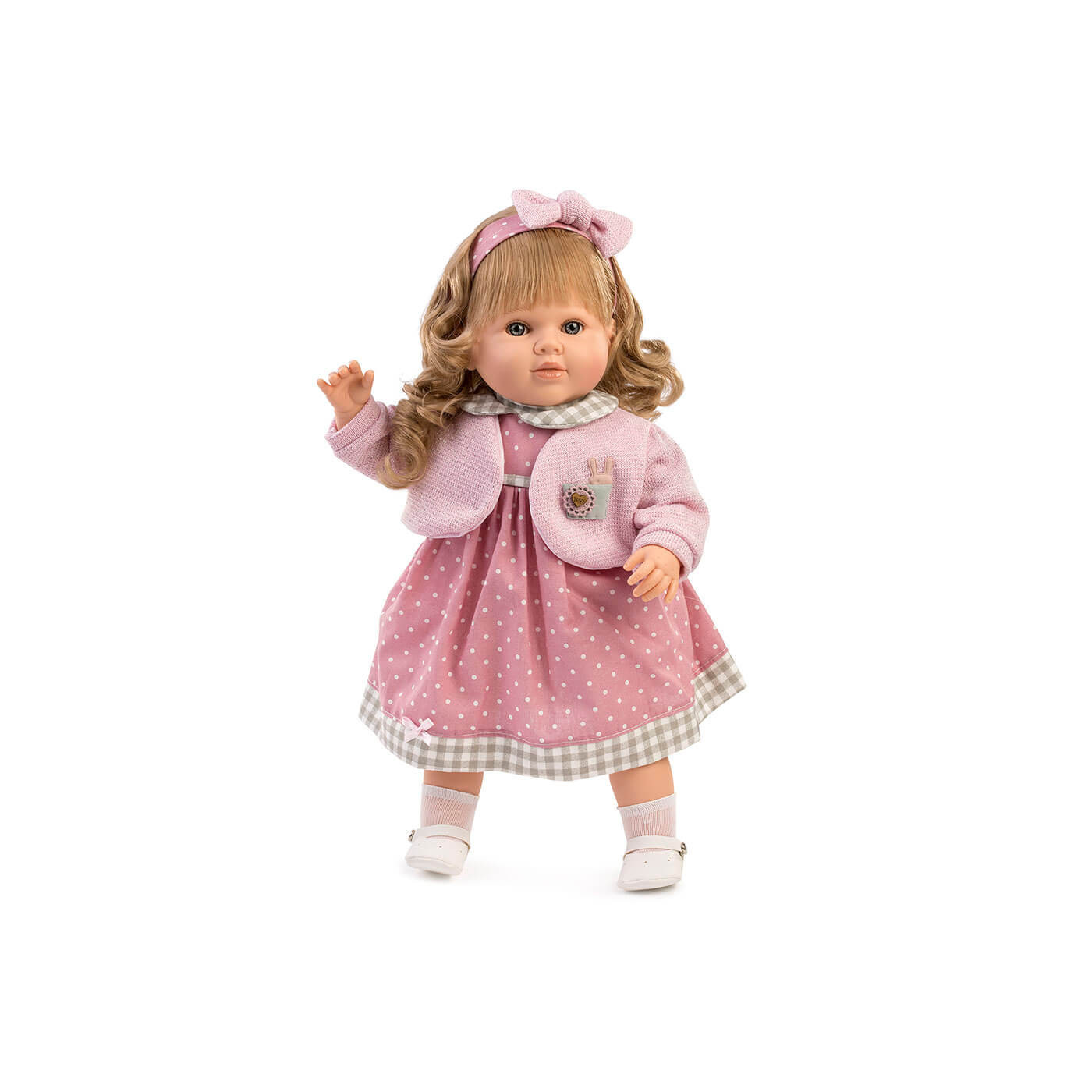 Lalka hiszpańska z włosami dziewczynka w bolerku  Carla 52 cm, mówiąca