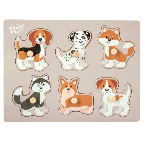 Układanka drewniana Psy Smily Play SPW83806 puzzle z uchwytami 18m+
