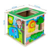 Drewniana kostka edukacyjna ZOO Smily Play sorter kształtów ze zwierzętami.