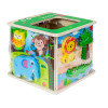 Drewniana kostka edukacyjna ZOO Smily Play sorter kształtów ze zwierzętami.