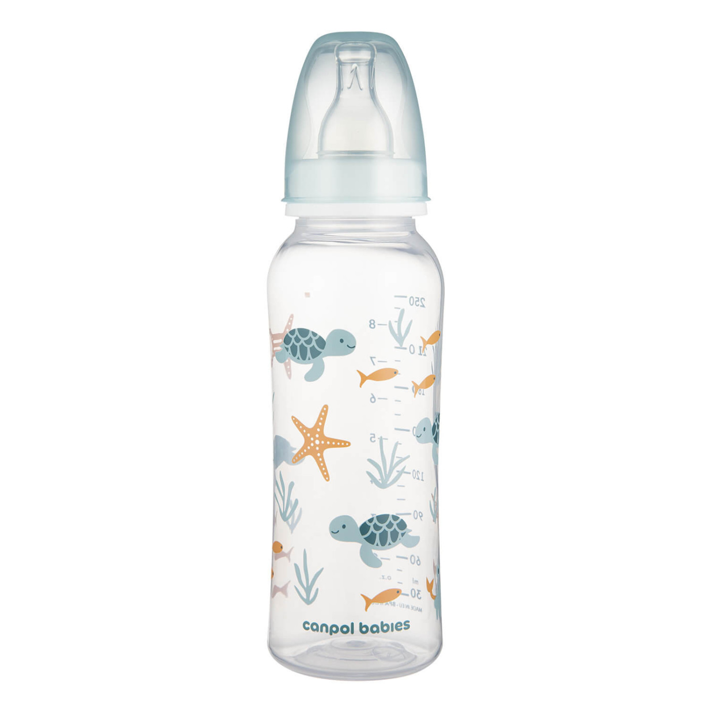 Canpol babies LOVE&SEA – butelka wąska 250 ml ze smoczkiem silikonowym