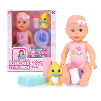Lalka Natalia bobasek z akcesoriami  33 cm – lalka dzidziuś z nocnikiem siusia, pije