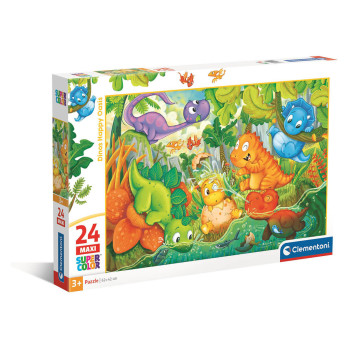 Puzzle 24 el. Maxi Super Color Dinozaury – Wesoła Oaza Clementoni dla dzieci 3+