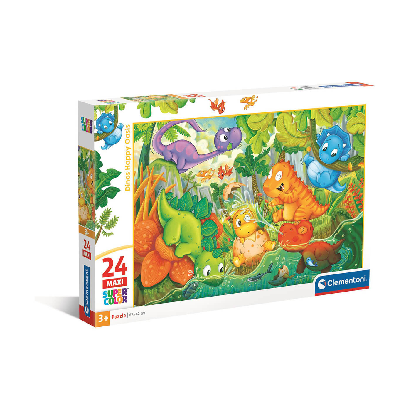 Puzzle 24 el. Maxi Super Color Dinozaury – Wesoła Oaza Clementoni dla dzieci 3+