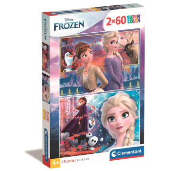 Puzzle 2×60 el. Super Color Kraina Lodu Clementoni dla dzieci 4+