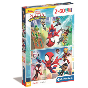 Puzzle 2×60 el. Super Color Spidey i superkumple Clementoni dla dzieci 4+