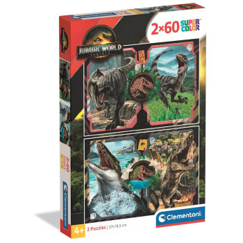 Puzzle 2×60 el. Super Color Jurassic World Clementoni dla dzieci 4+
