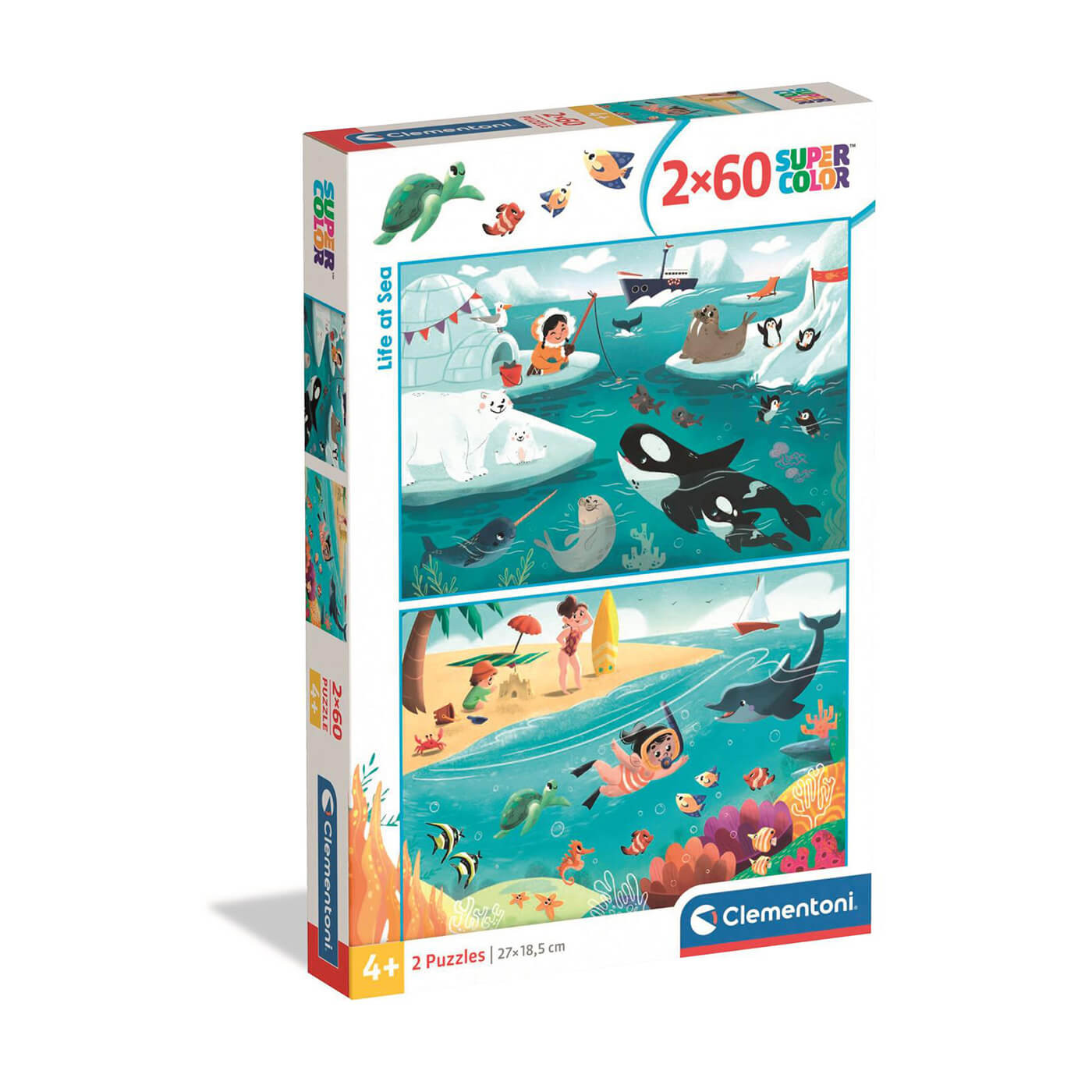 Puzzle 2×60 el. Super Color Życie w morzu Clementoni dla dzieci 4+
