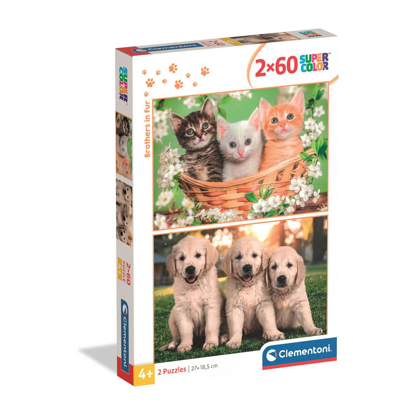 Puzzle 2×60 el. Super Color Zwierzęcy bracia Clementoni dla dzieci 4+
