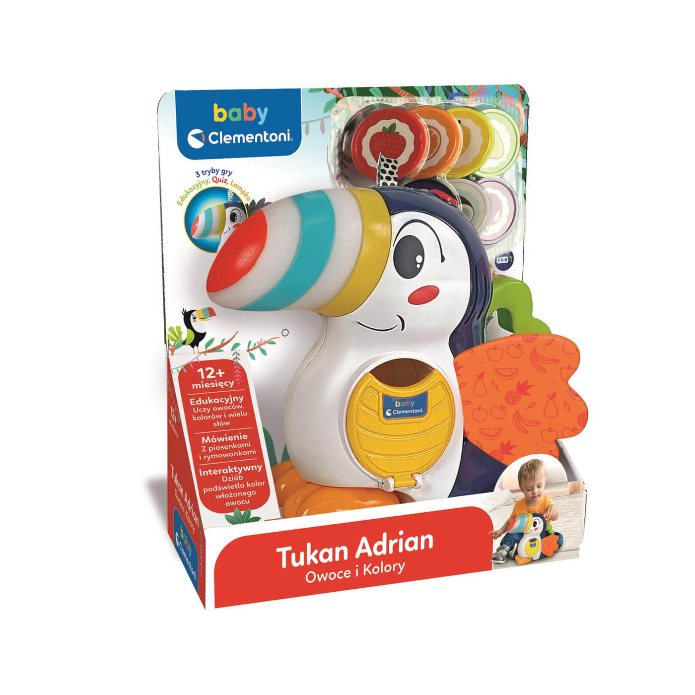 Tukan Adrian – owoce i kolory Clementoni dla dzieci 12m+