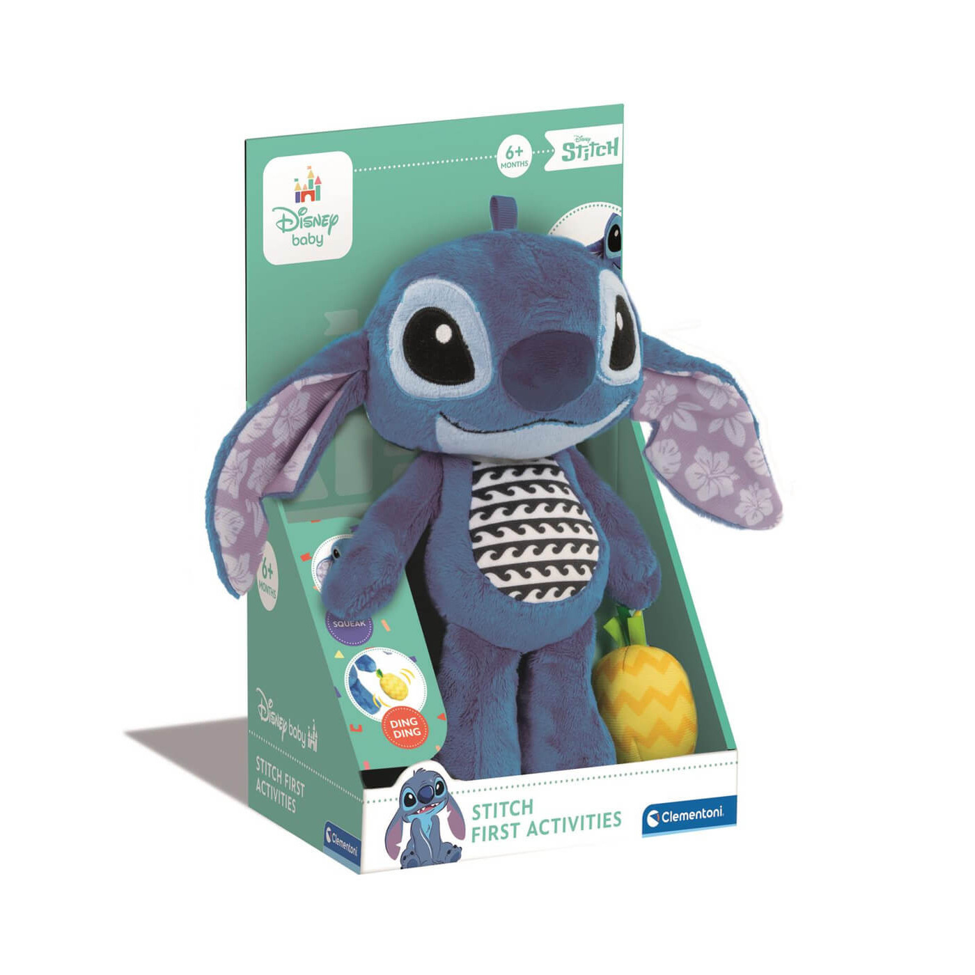 Stitch – sensoryczny pluszak dla niemowląt Clementoni dla dzieci 6m+