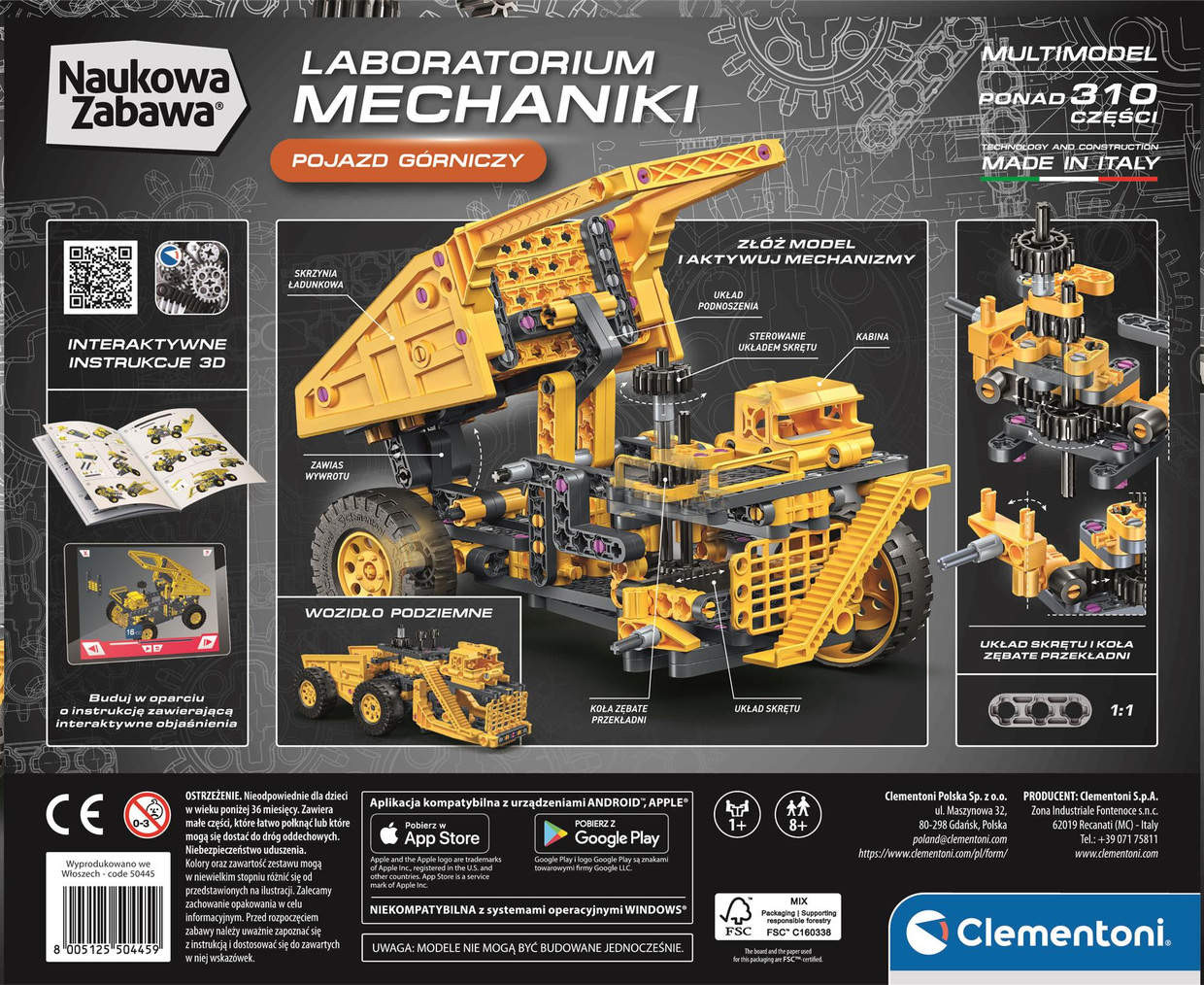 Labolatorium mechaniki pojazd górniczy zabawka dla chłopców 8+