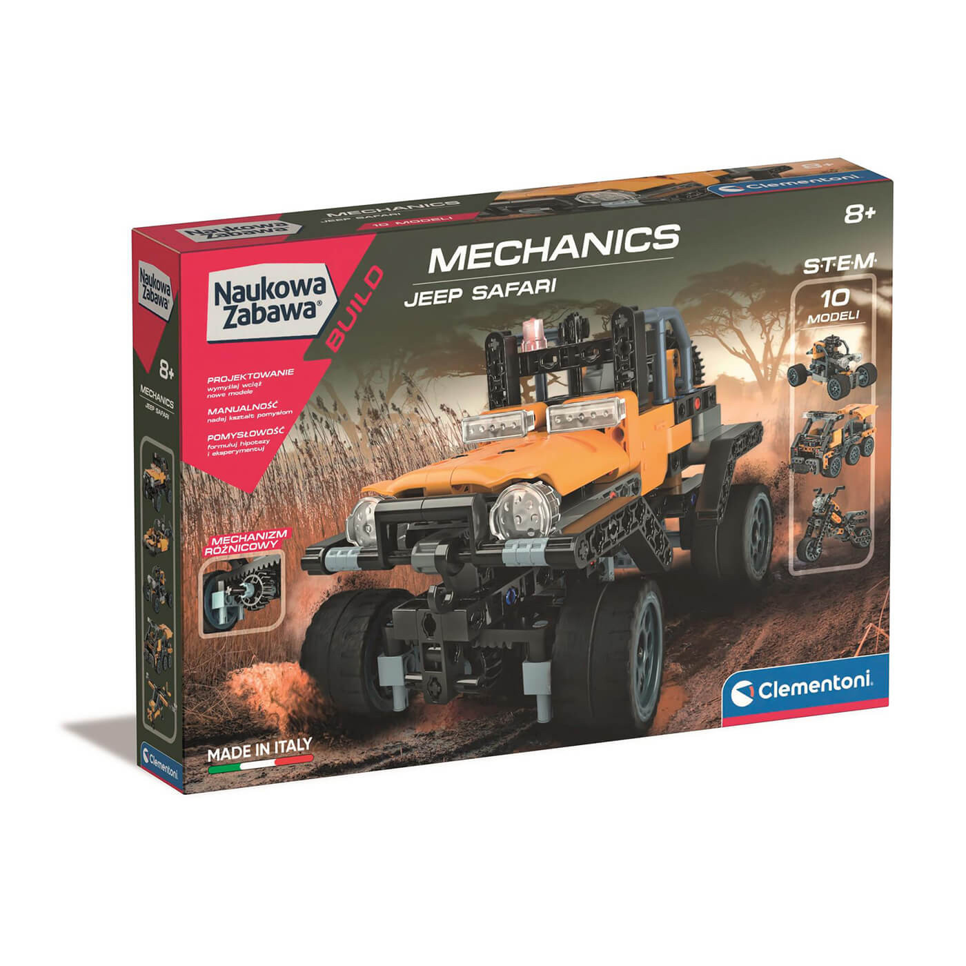 Klocki konstrukcyjne Jeep Safari Laboratorium Mechaniki Clementoni 8+