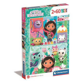 Puzzle 2×60 el. Super Color Koci Domek Gabi Clementoni – wzór 24804