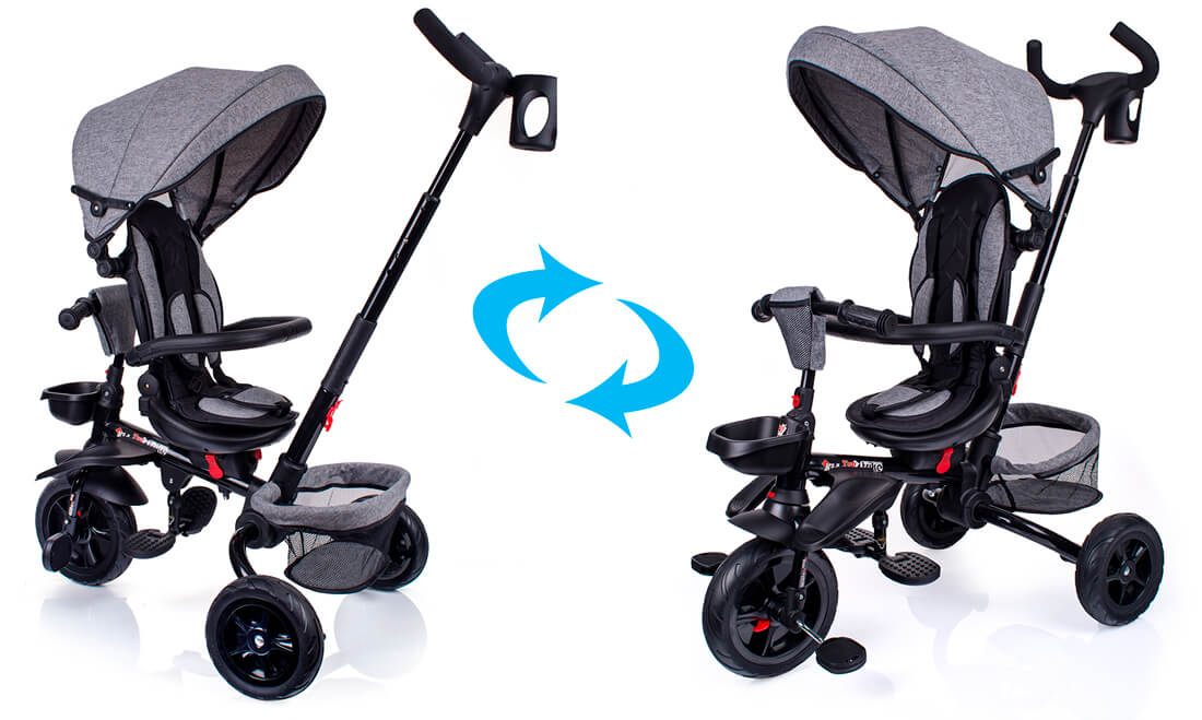 Trójkołowiec z obrotowym siodełkiem 360 stopni