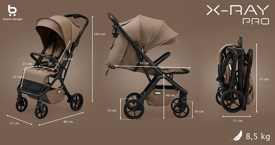 Wymiary wózka XRAY PRO - wózek spacerowy dla dzieci