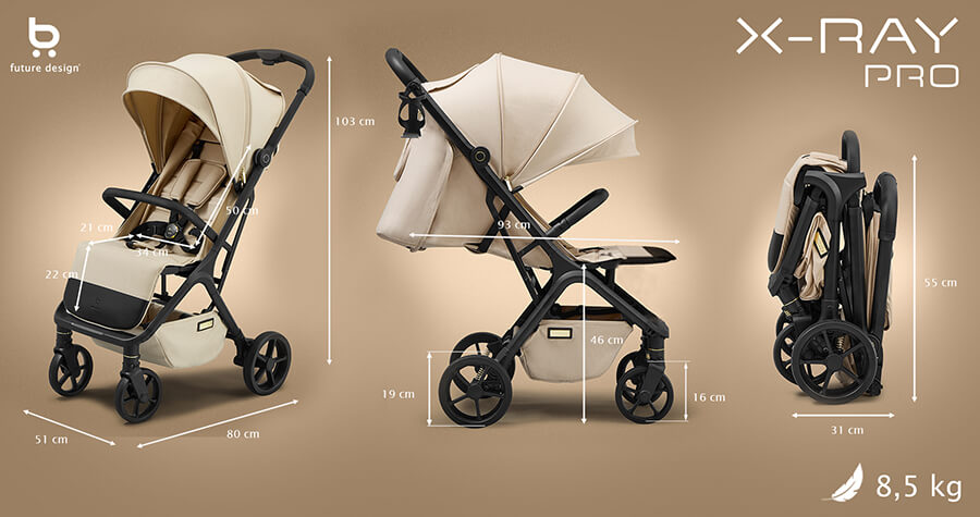 Wymiary wózka XRAY PRO - wózek spacerowy dla dzieci