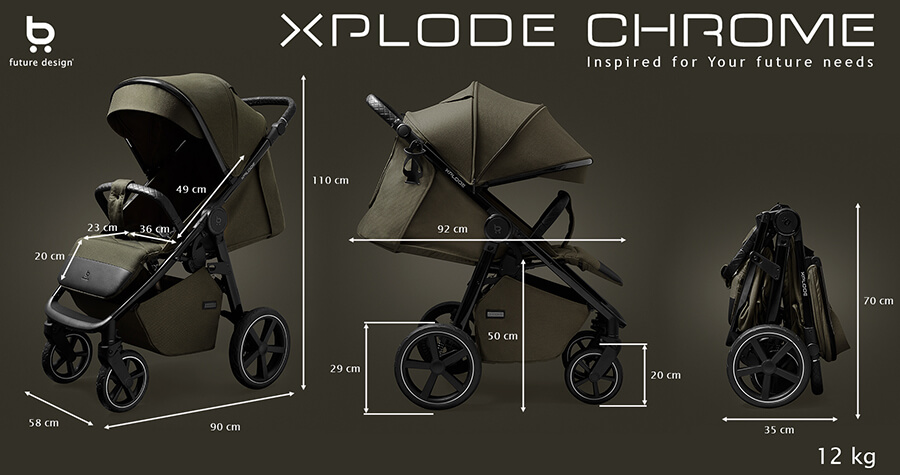 Wymiary wózka Xplode - wózek spacerowy dla dzieci