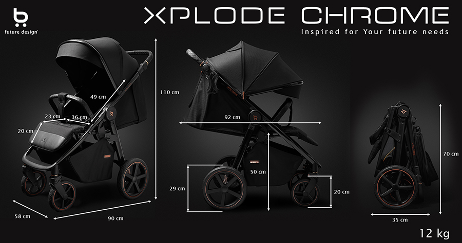 Wymiary wózka Xplode - wózek spacerowy dla dzieci
