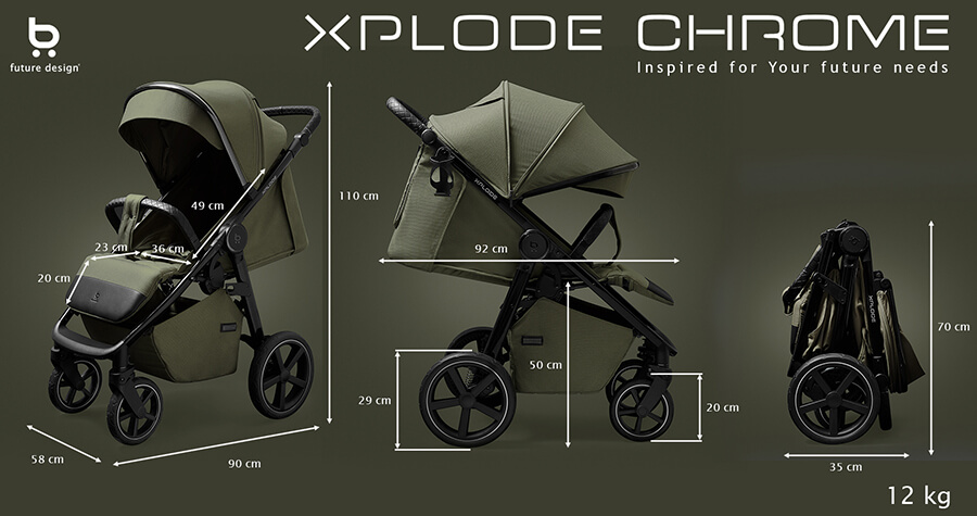 Wymiary wózka Xplode - wózek spacerowy dla dzieci