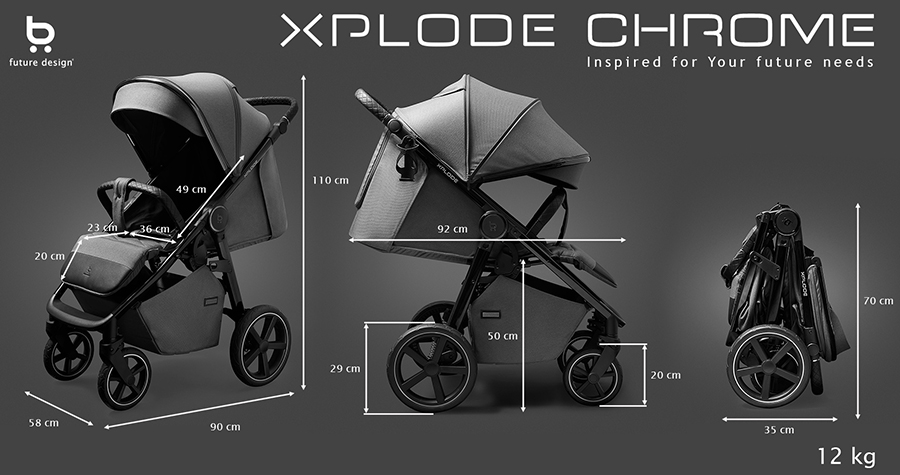 Wymiary wózka Xplode - wózek spacerowy dla dzieci