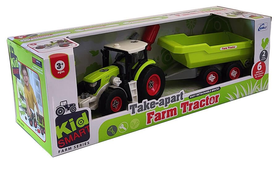 Zestaw traktor z przyczepką do rozkręcania opakowanie